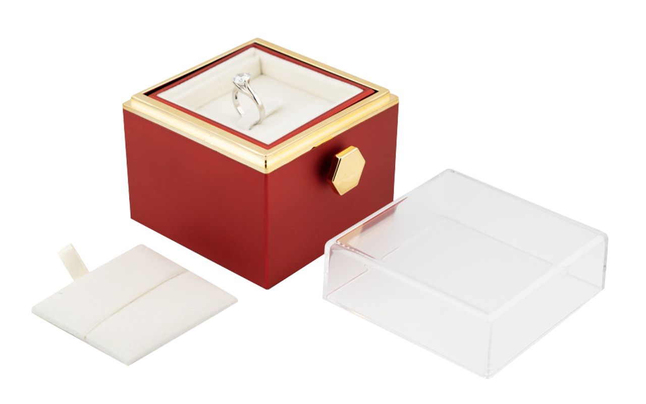 Rosa RO1T open astuccio per gioielli linea rosa girevole multiuso per anelli e collane 80x80x80mm